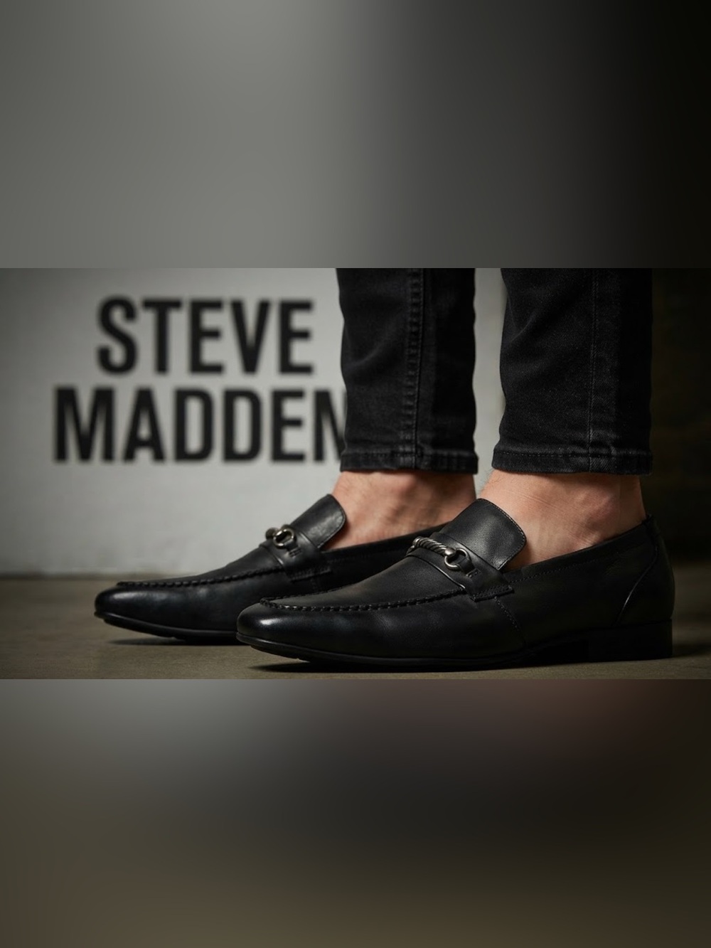 Authentic Steve Madden men's designer black leather loafers sz 13